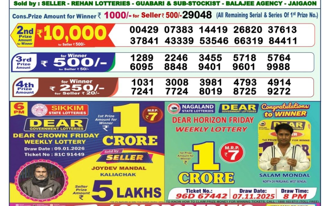 Lottery Sambad 1 PM Result Today 10.01.2026: Check Dear Morning Live Winner List PDF