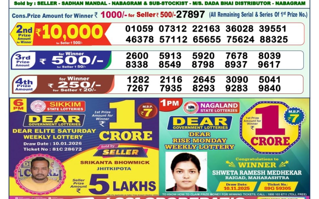 Lottery Sambad 1 PM Result Today 11.01.2026: Check Dear Morning Live Winner List PDF