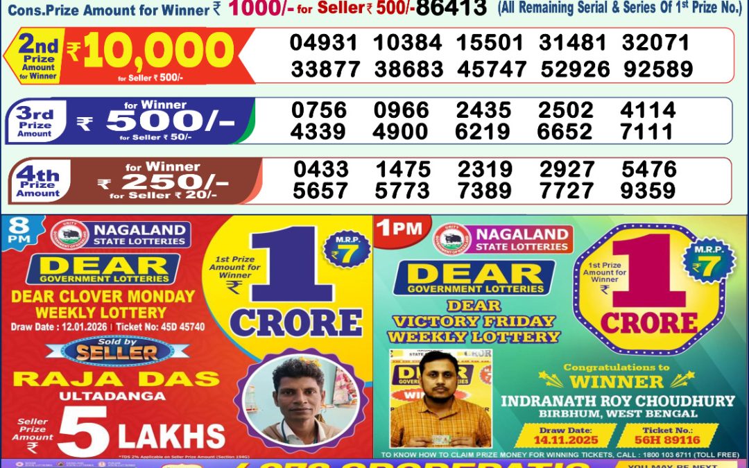 Lottery Sambad 1 PM Result Today 13.01.2026: Check Dear Morning Live Winner List PDF