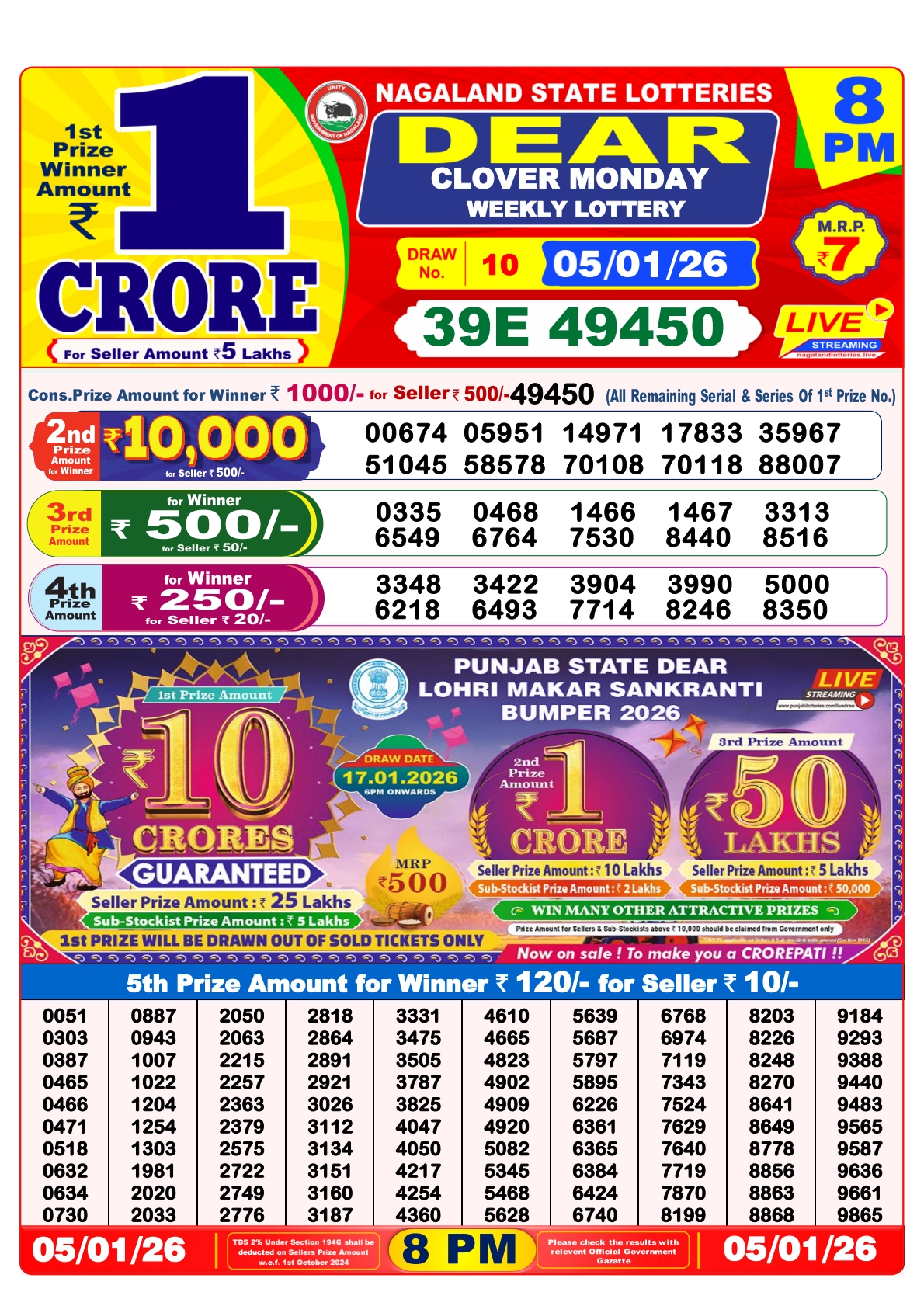 8 PM Lottery Sambad Result Today Live 05.01.26: Check Winning Numbers