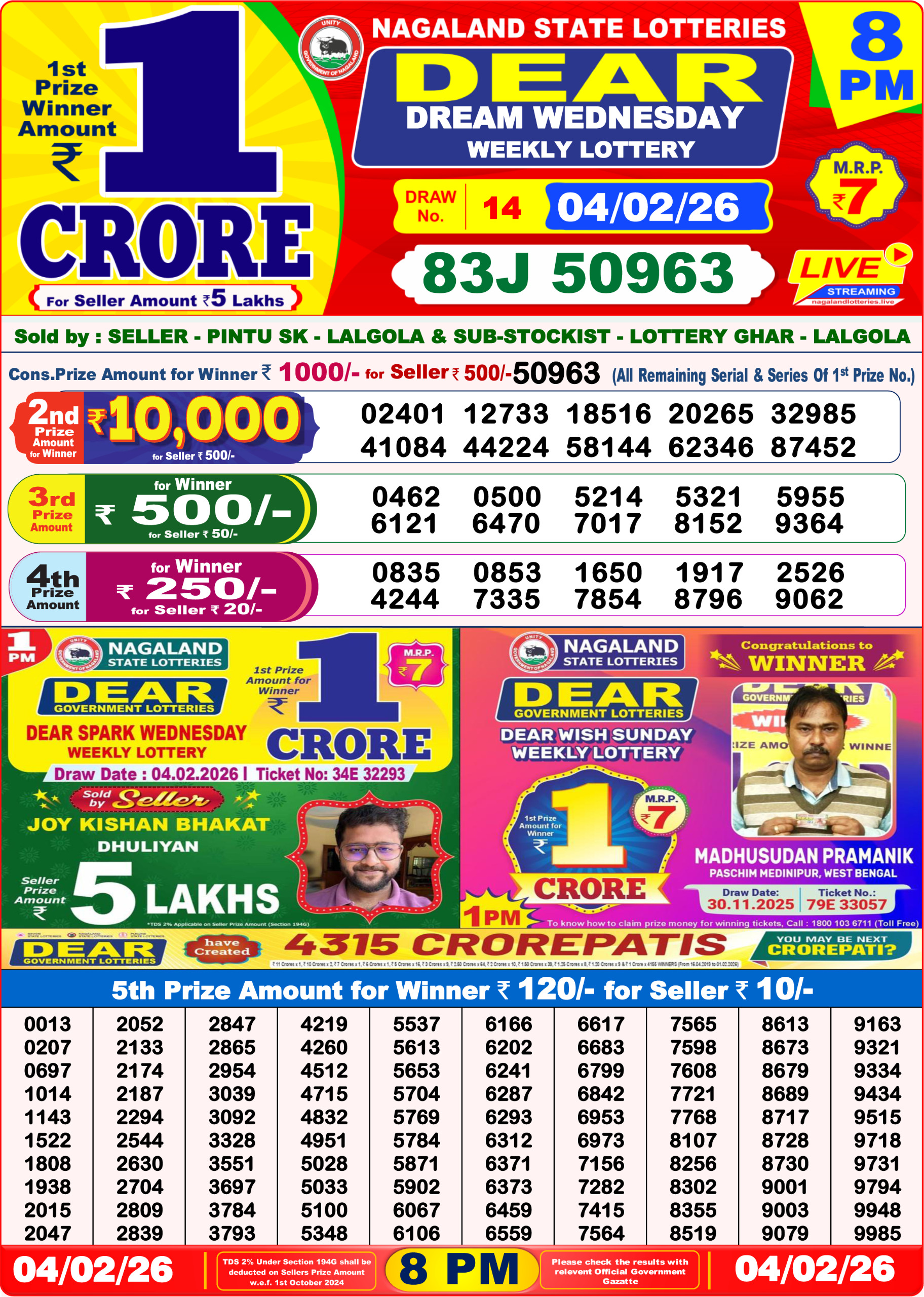 8 PM Lottery Sambad Result Today Live 04.02.26: Check Winning Numbers