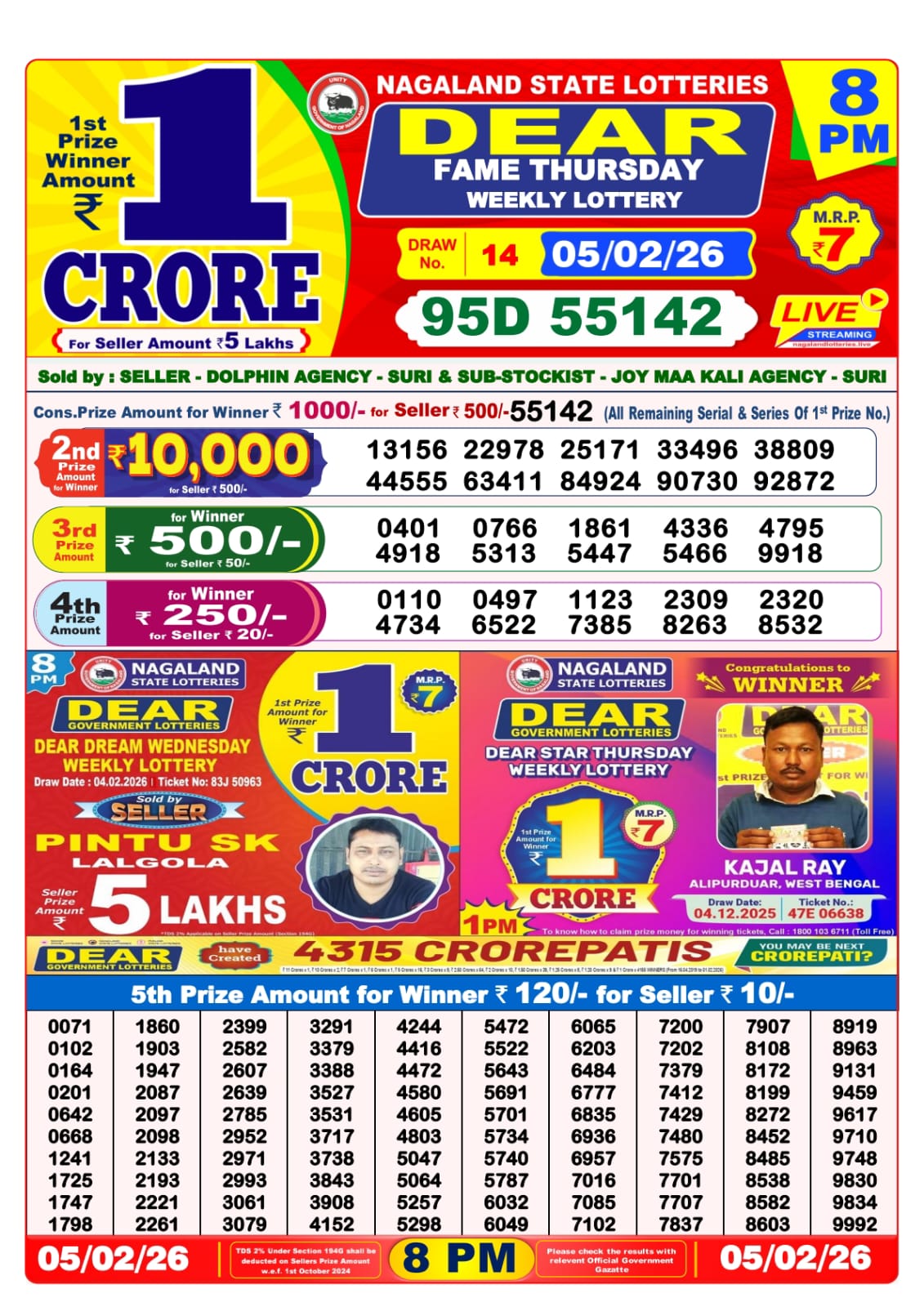 8 PM Lottery Sambad Result Today Live 05.02.26: Check Winning Numbers