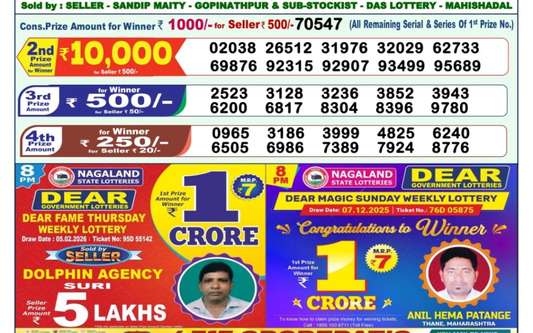 Lottery Sambad 1 PM Result Today 07.02.2026: Check Dear Morning Live Winner List PDF