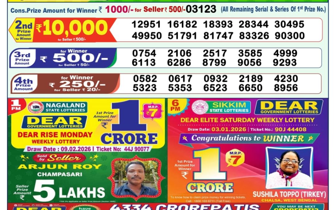 Lottery Sambad 1 PM Result Today 10.02.2026: Check Dear Morning Live Winner List PDF