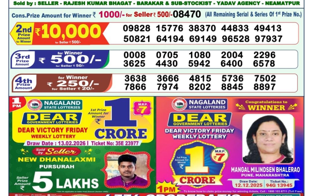 Lottery Sambad 1 PM Result Today 14.02.2026: Check Dear Morning Live Winner List PDF