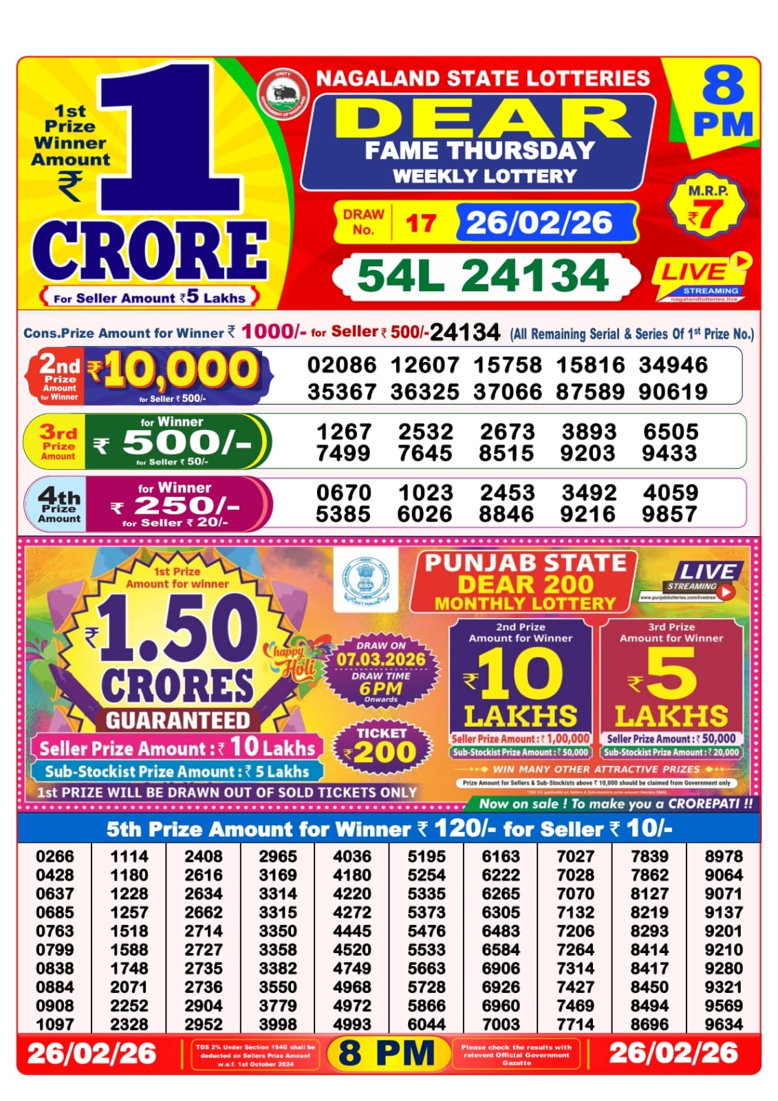 8 PM Lottery Sambad Result Today Live 26.02.26: Check Winning Numbers