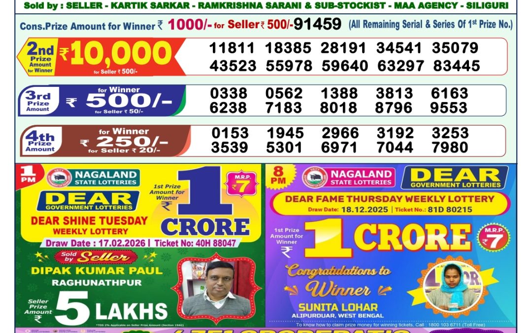 Lottery Sambad 1 PM Result Today 18.02.2026: Check Dear Morning Live Winner List PDF