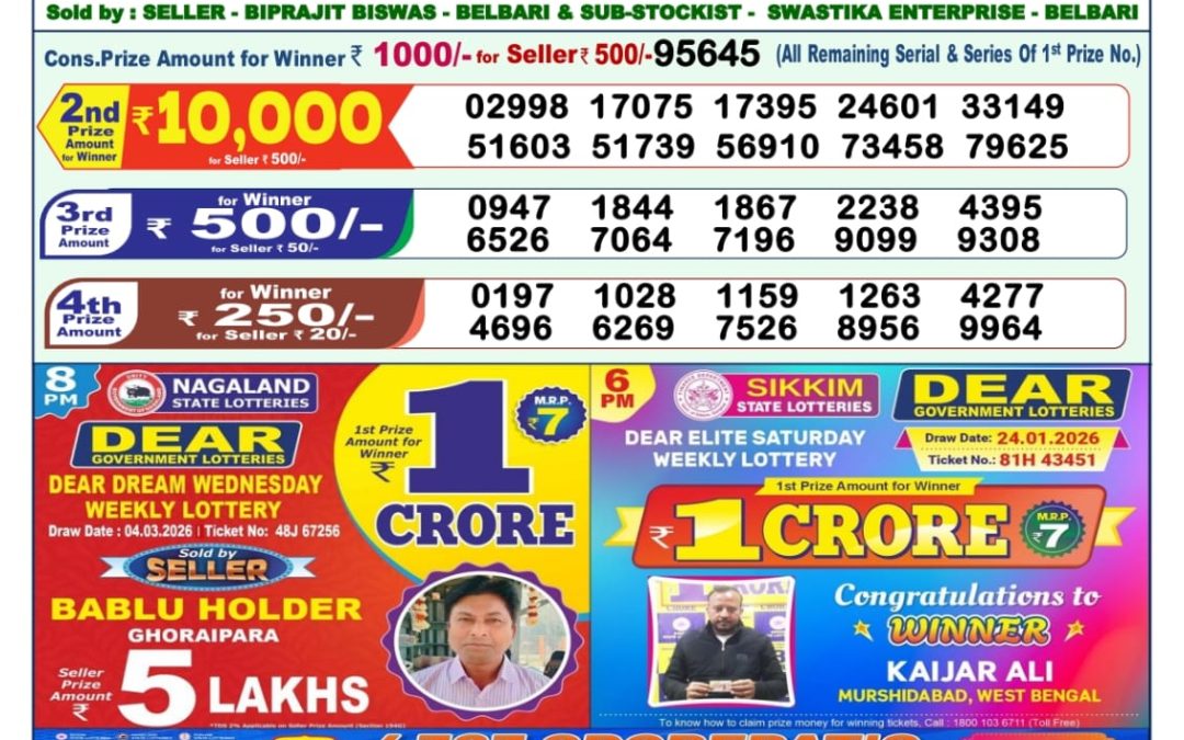 Lottery Sambad 1 PM Result Today 06.03.2026: Check Dear Morning Live Winner List PDF