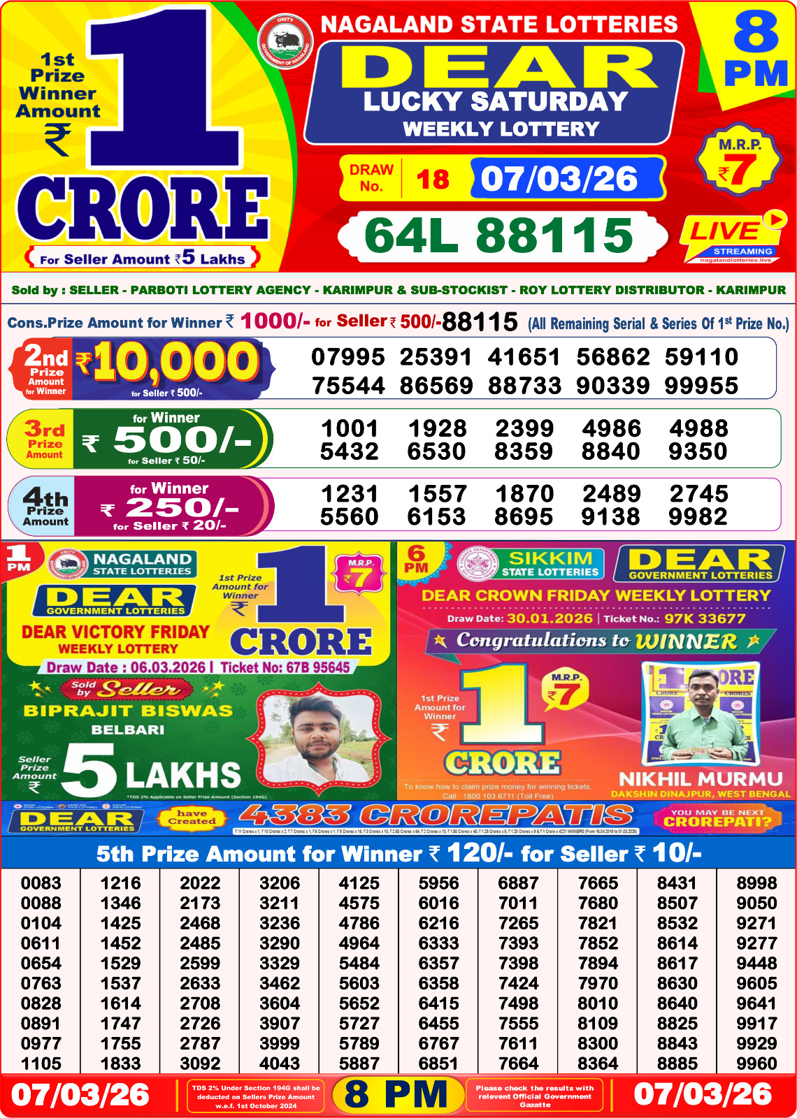 8 PM Lottery Sambad Result Today Live 07.03.26: Check Winning Numbers