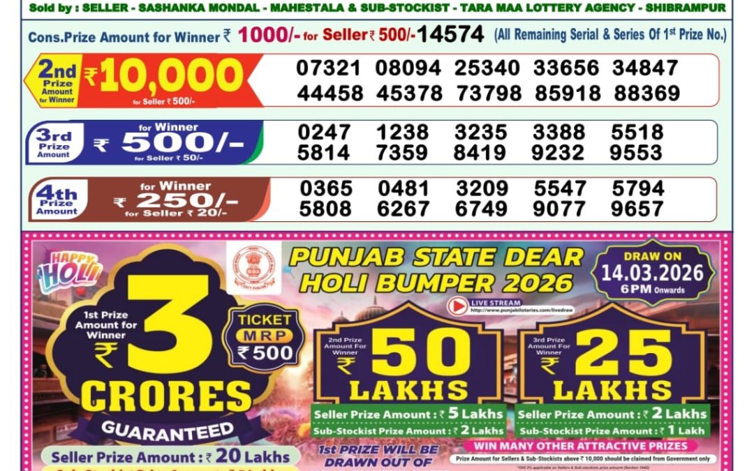 Lottery Sambad 1 PM Result Today 08.03.2026: Check Dear Morning Live Winner List PDF
