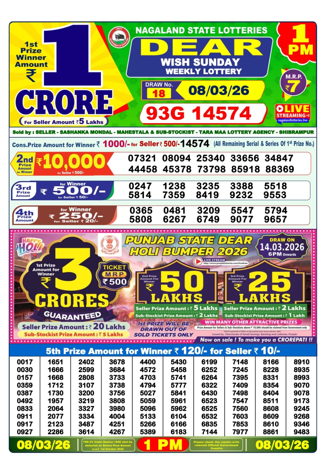Lottery Sambad 1 PM Result Today 08.03.2026: Check Dear Morning Live Winner List PDF