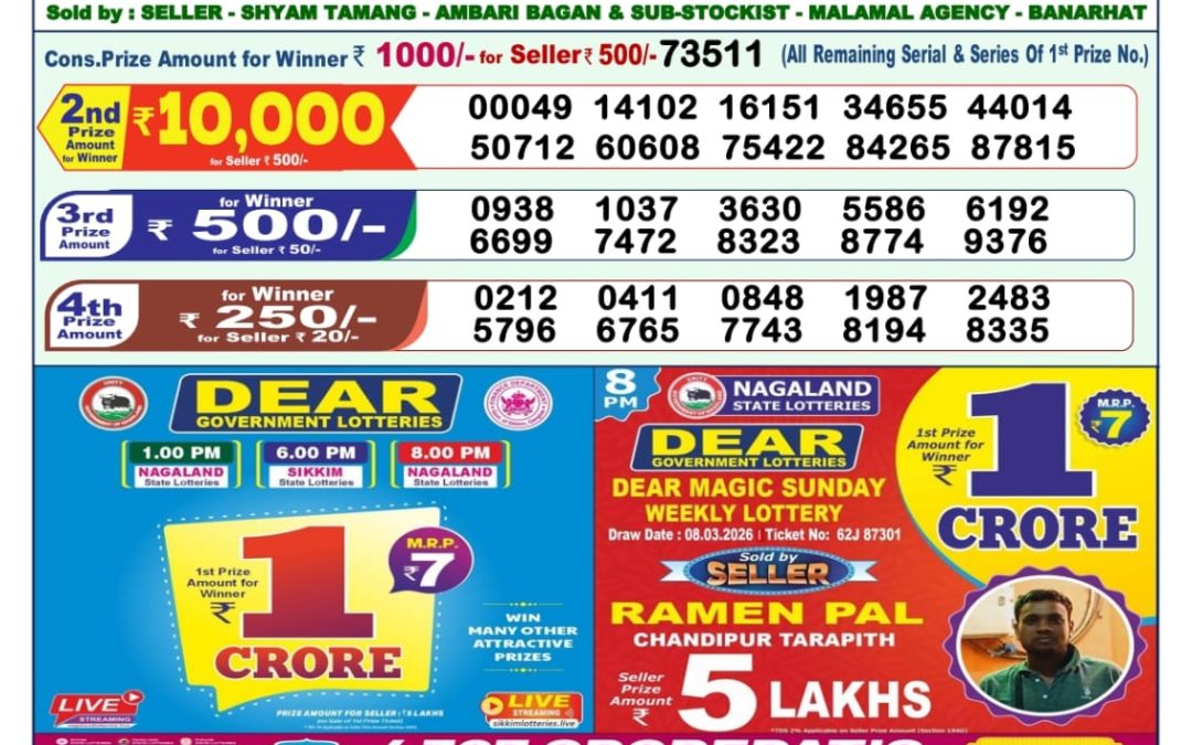 Lottery Sambad 1 PM Result Today 10.03.2026: Check Dear Morning Live Winner List PDF