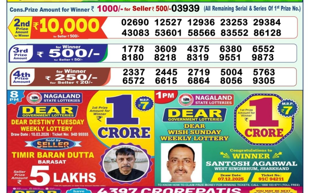 Lottery Sambad 1 PM Result Today 12.03.2026: Check Dear Morning Live Winner List PDF