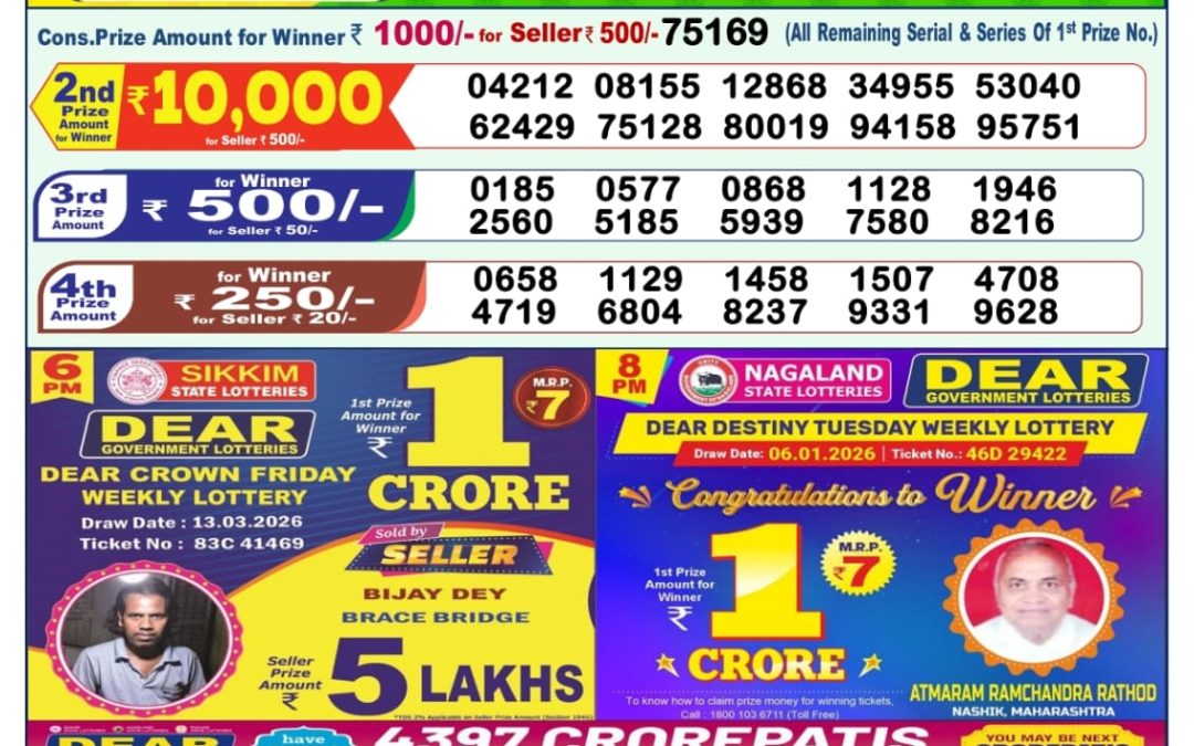 Lottery Sambad 1 PM Result Today 14.03.2026: Check Dear Morning Live Winner List PDF