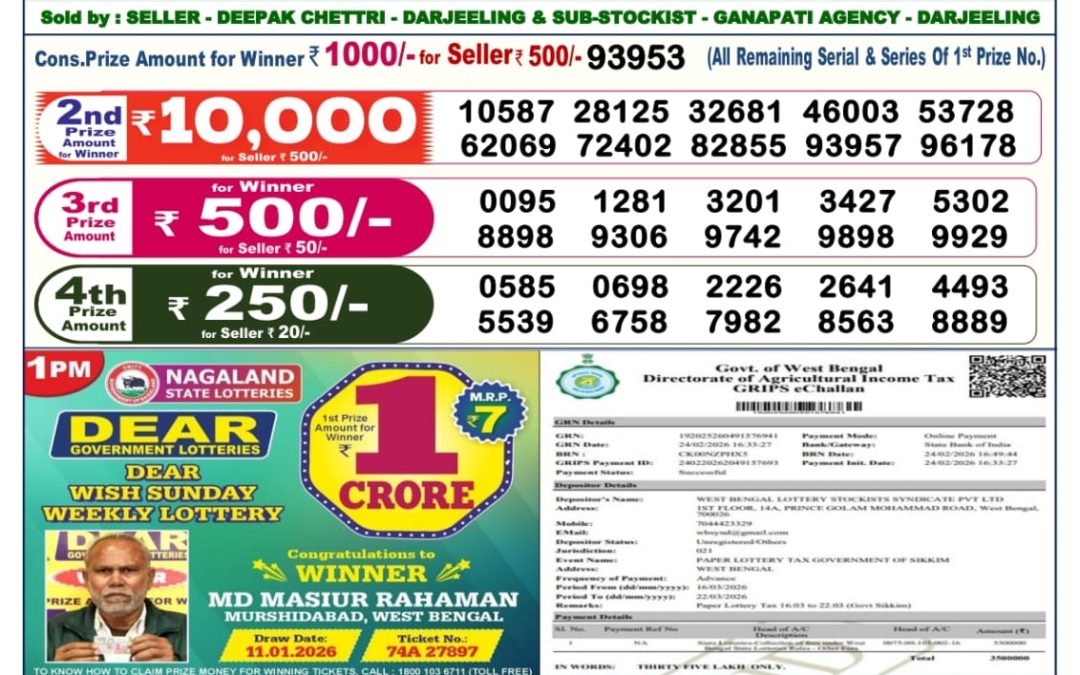Dear Lottery Sambad Result 6 PM 16 March 2026: Download West Bengal Sambad Result