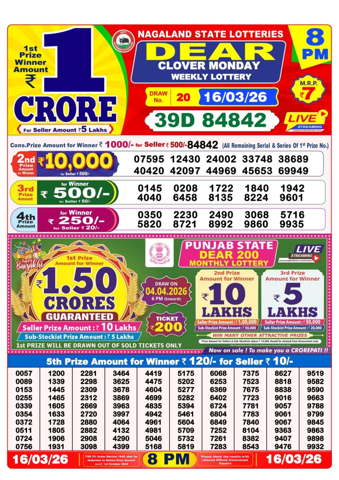 8 PM Lottery Sambad Result Today Live 16.03.26: Check Winning Numbers