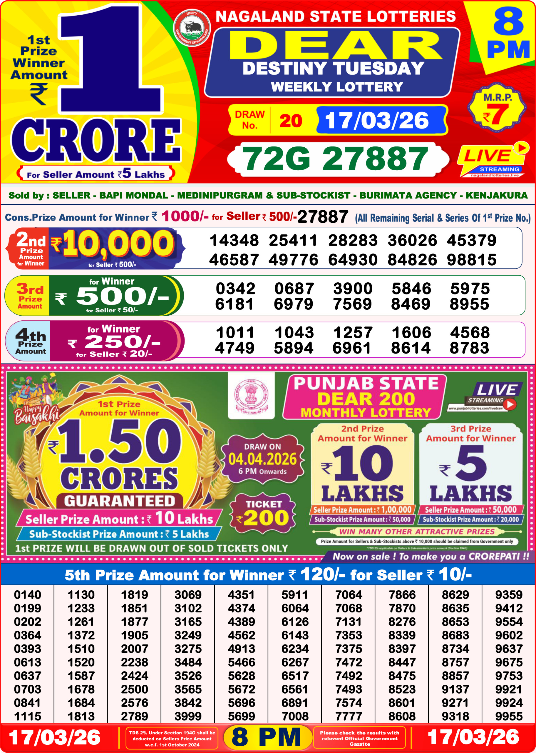8 PM Lottery Sambad Result Today Live 17.03.26: Check Winning Numbers