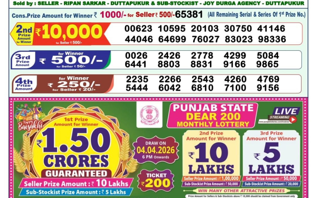 Lottery Sambad 1 PM Result Today 28.03.2026: Check Dear Morning Live Winner List PDF