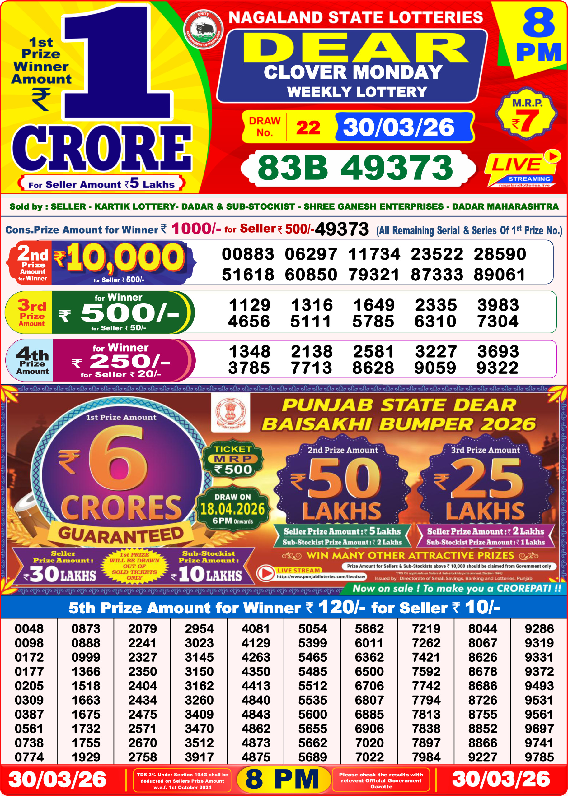8 PM Lottery Sambad Result Today Live 30.03.26: Check Winning Numbers