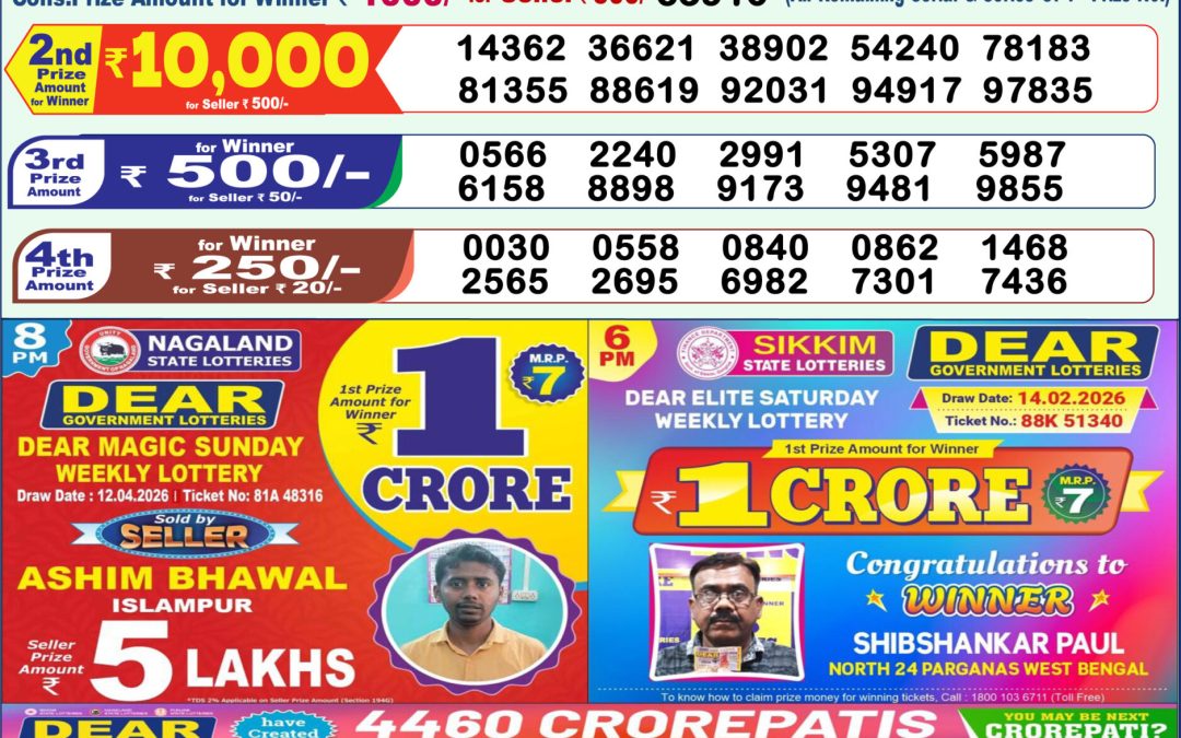 Lottery Sambad 1 PM Result Today 14.04.2026: Check Dear Morning Live Winner List PDF