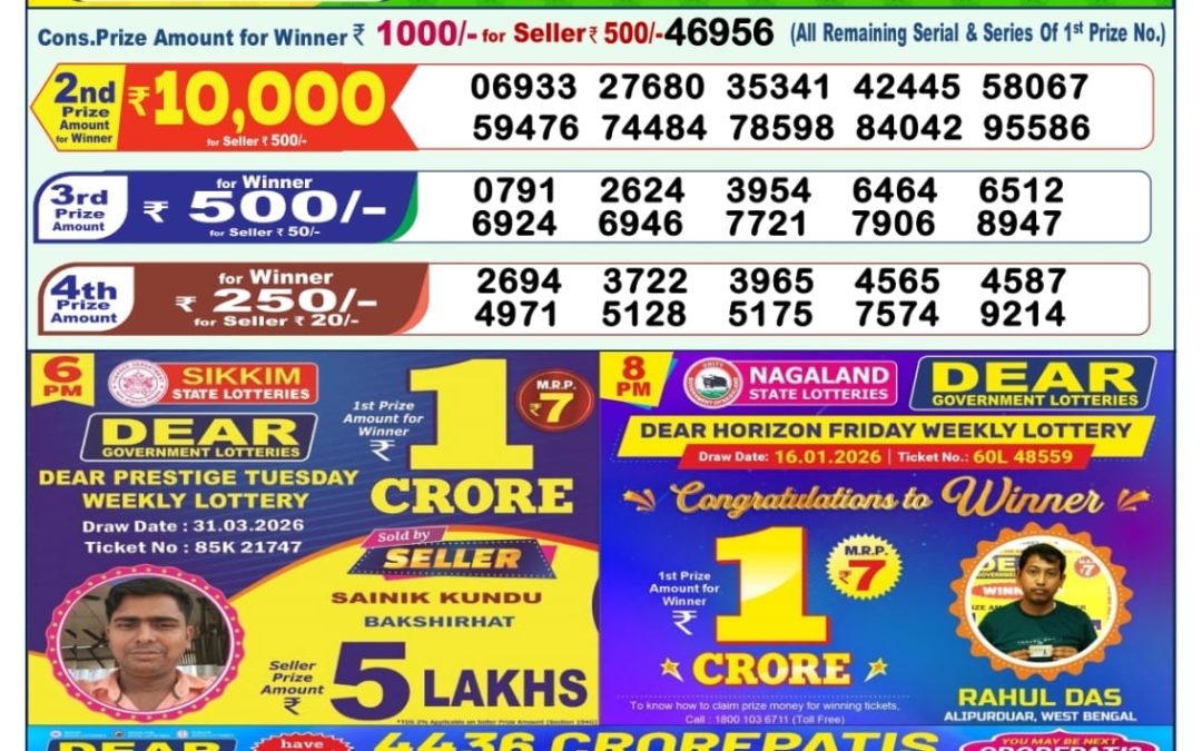 Lottery Sambad 1 PM Result Today 01.04.2026: Check Dear Morning Live Winner List PDF