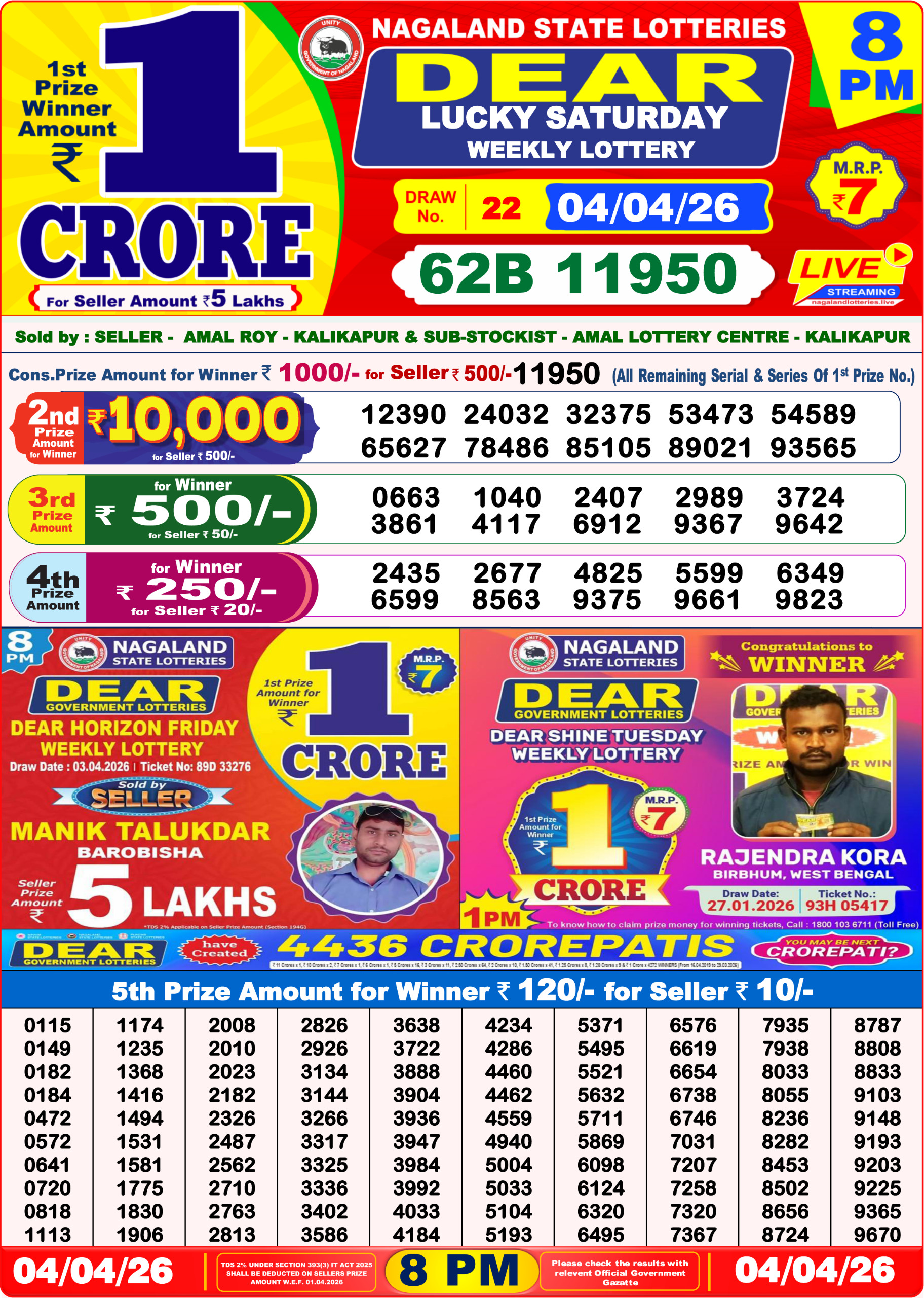 8 PM Lottery Sambad Result Today Live 04.04.26: Check Winning Numbers
