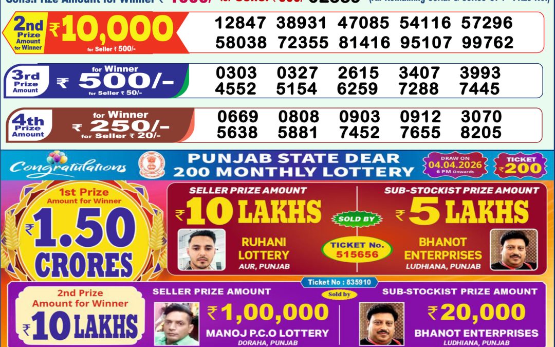 Lottery Sambad 1 PM Result Today 05.04.2026: Check Dear Morning Live Winner List PDF
