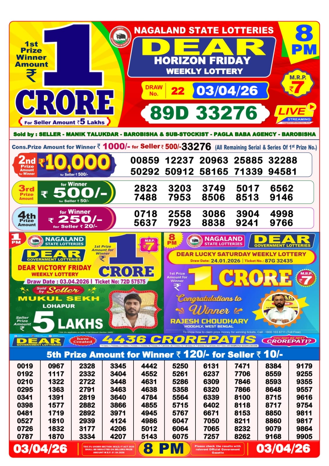 8 PM Lottery Sambad Result Today Live 03.04.26: Check Winning Numbers