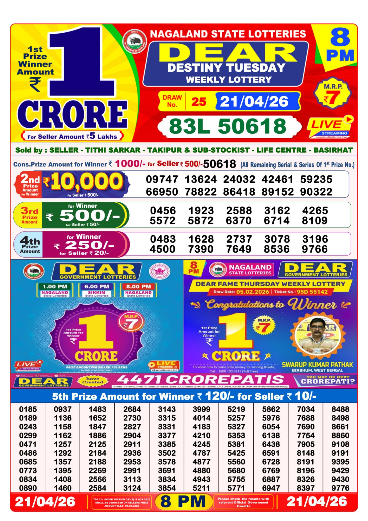 8 PM Lottery Sambad Result Today Live 21.04.26: Check Winning Numbers
