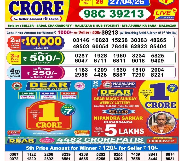 8 PM Lottery Sambad Result Today Live 27.04.26: Check Winning Numbers