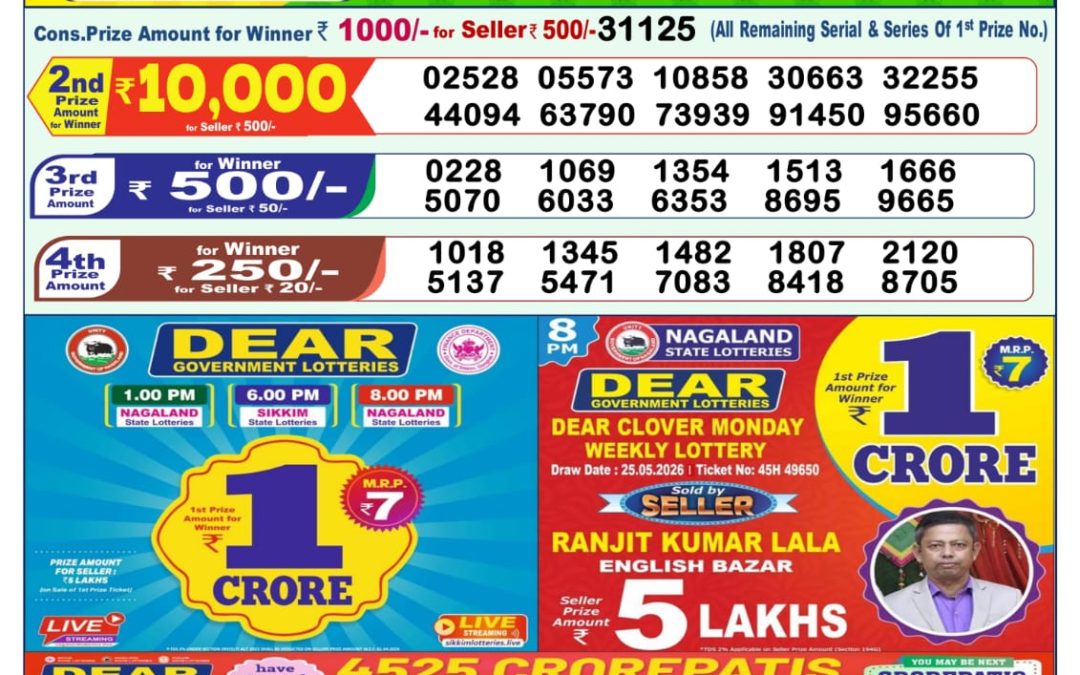 Lottery Sambad 1 PM Result Today 27.05.2026: Check Dear Morning Live Winner List PDF