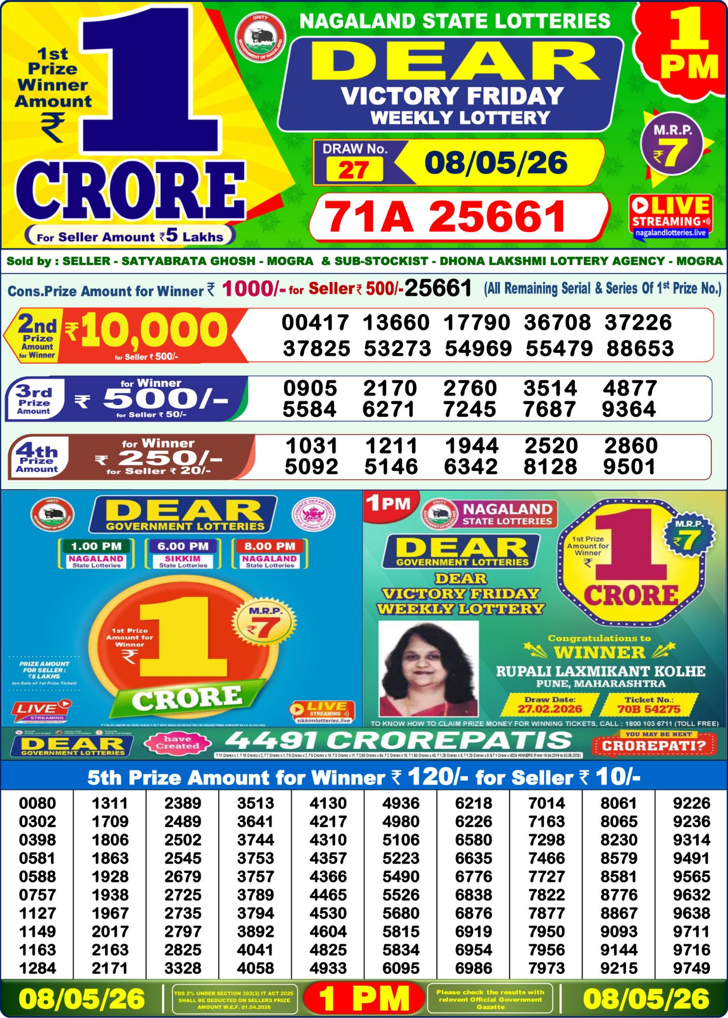 Lottery Sambad 1 PM Result Today 08.05.2026: Check Dear Morning Live Winner List PDF