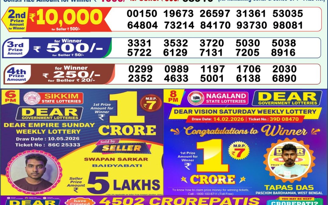 Lottery Sambad 1 PM Result Today 12.05.2026: Check Dear Morning Live Winner List PDF