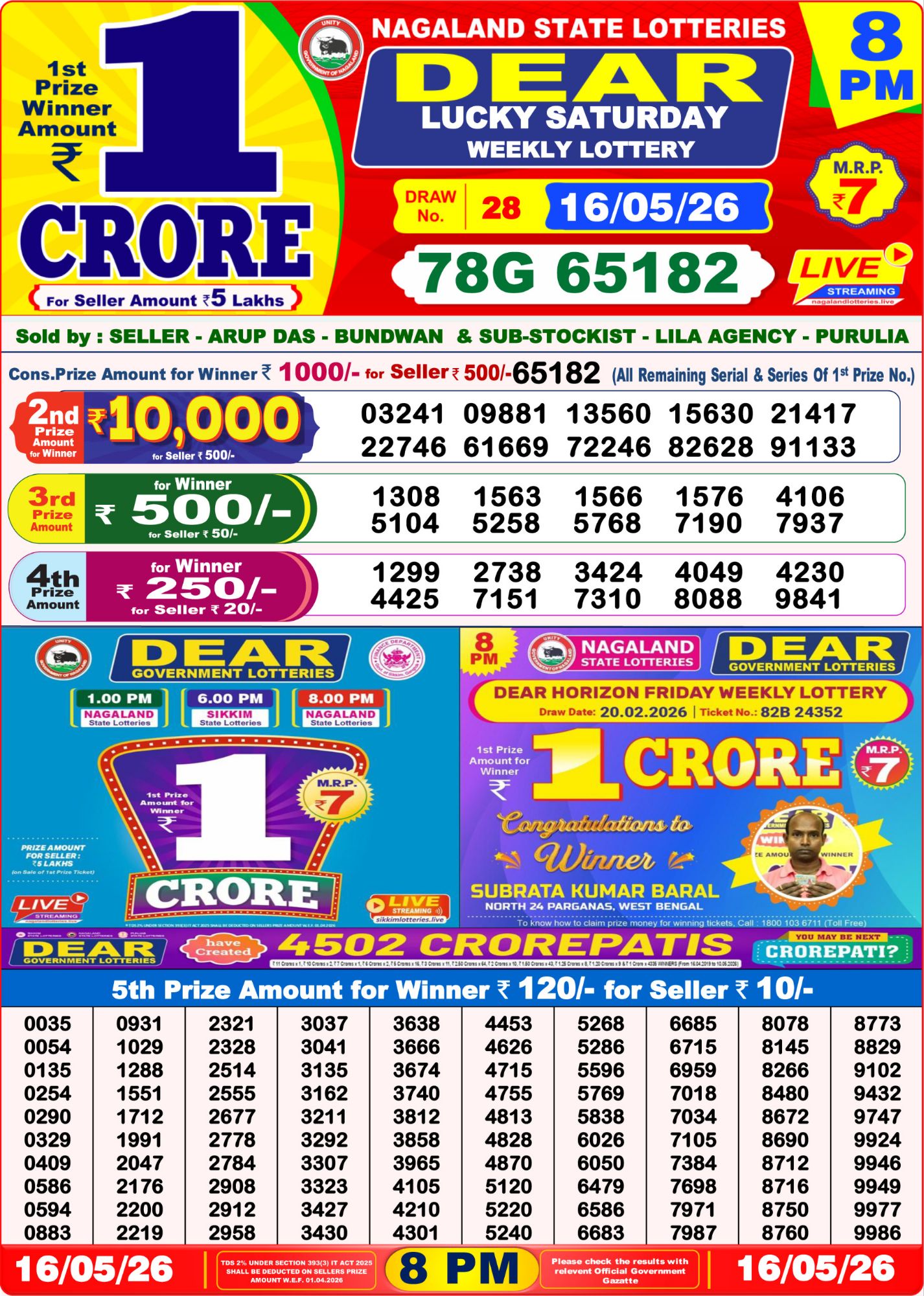 8 PM Lottery Sambad Result Today Live 16.05.26: Check Winning Numbers