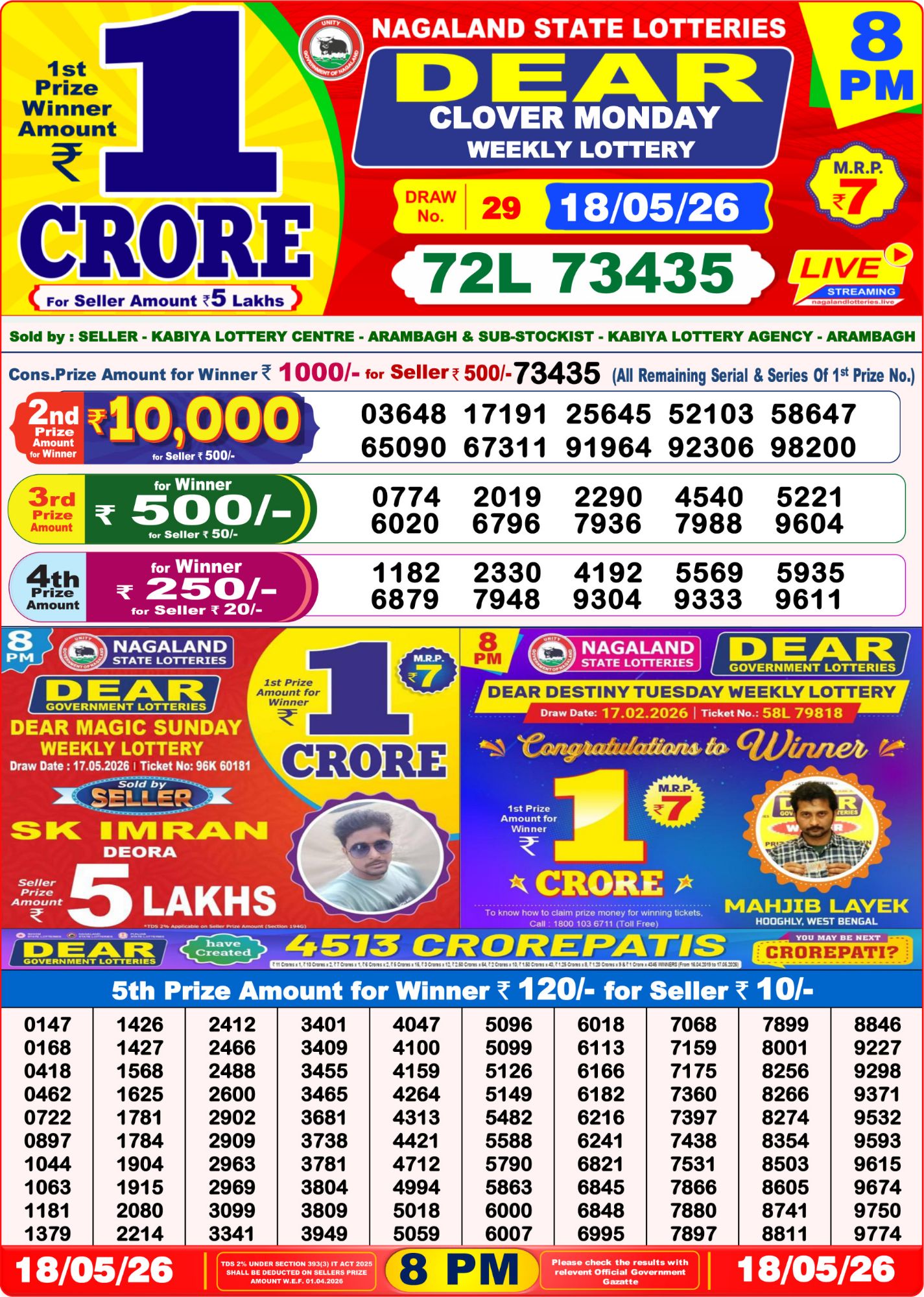 8 PM Lottery Sambad Result Today Live 18.05.26: Check Winning Numbers