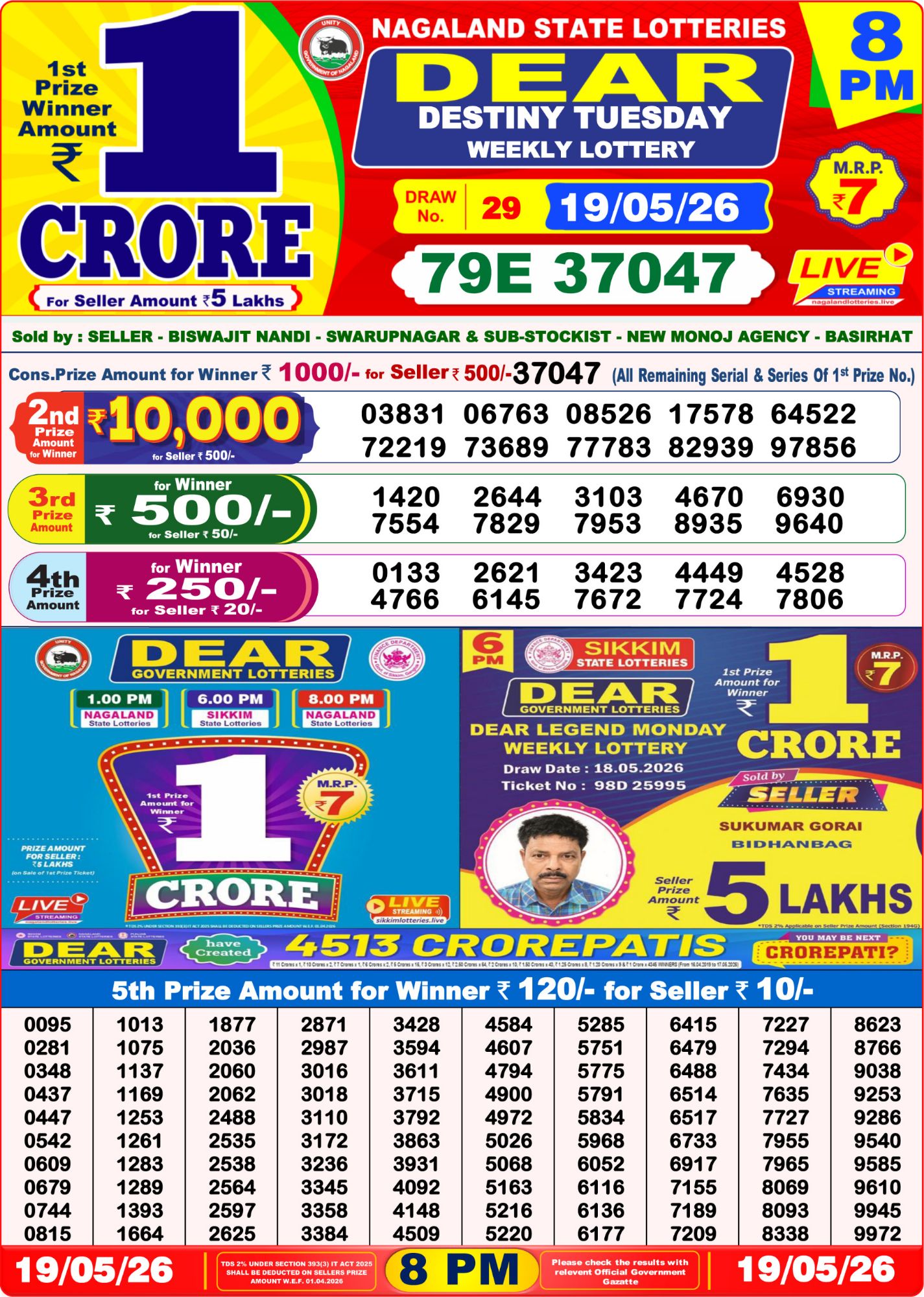 8 PM Lottery Sambad Result Today Live 19.05.26: Check Winning Numbers