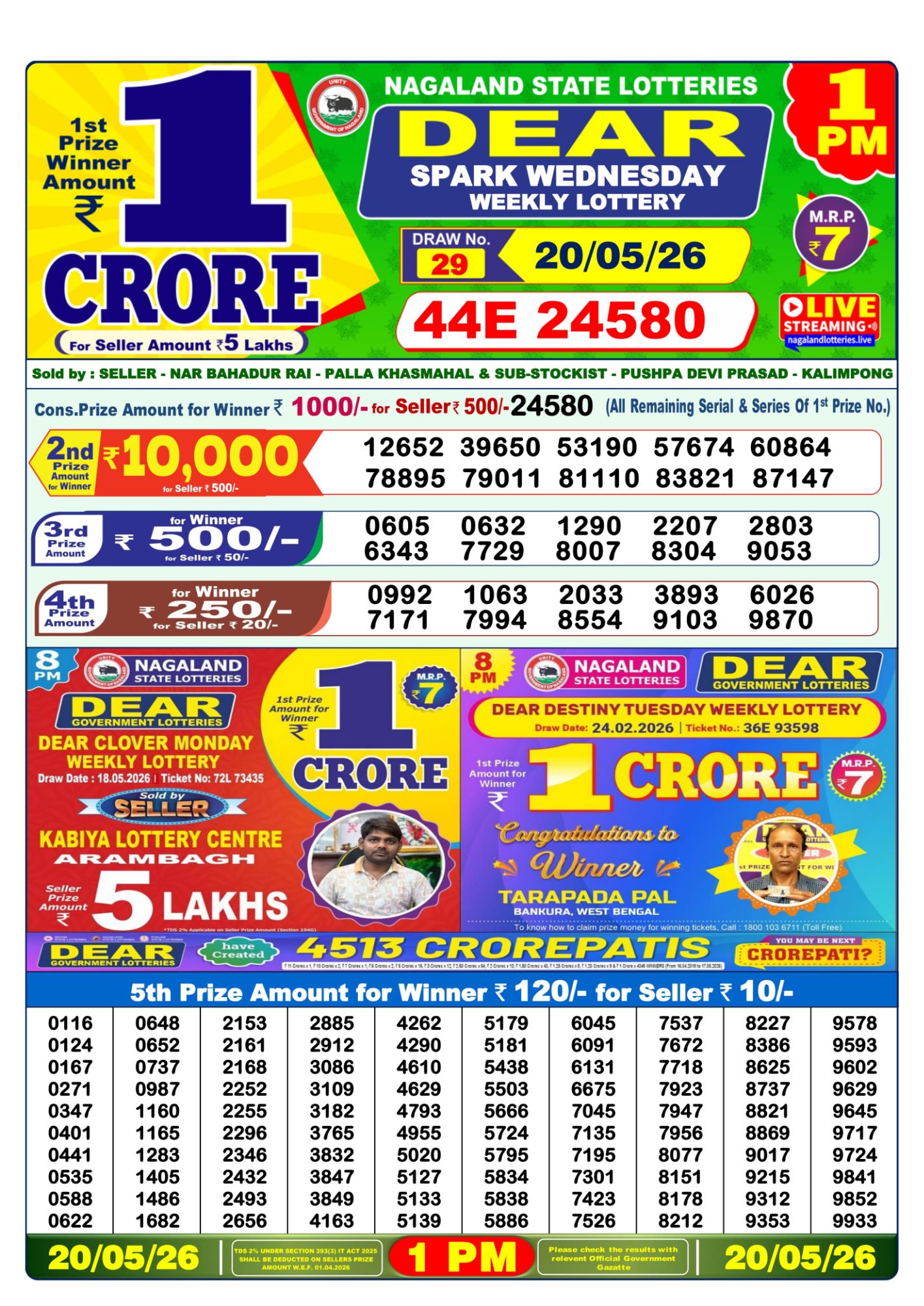 Lottery Sambad 1 PM Result Today 20.05.2026: Check Dear Morning Live Winner List PDF
