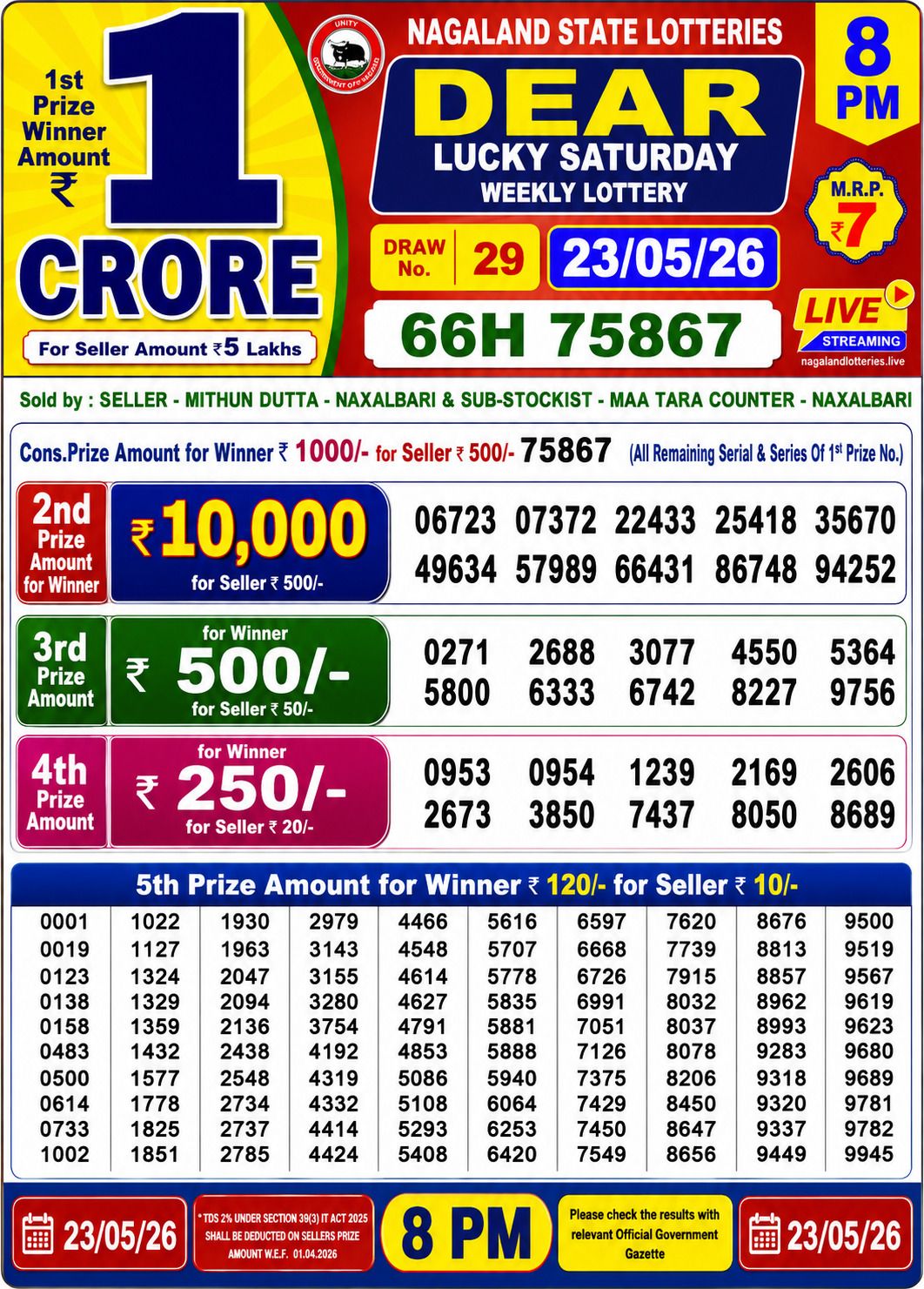 8 PM Lottery Sambad Result Today Live 23.05.26: Check Winning Numbers