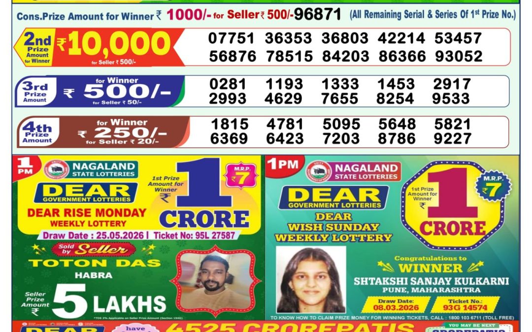 Lottery Sambad 1 PM Result Today 26.05.2026: Check Dear Morning Live Winner List PDF