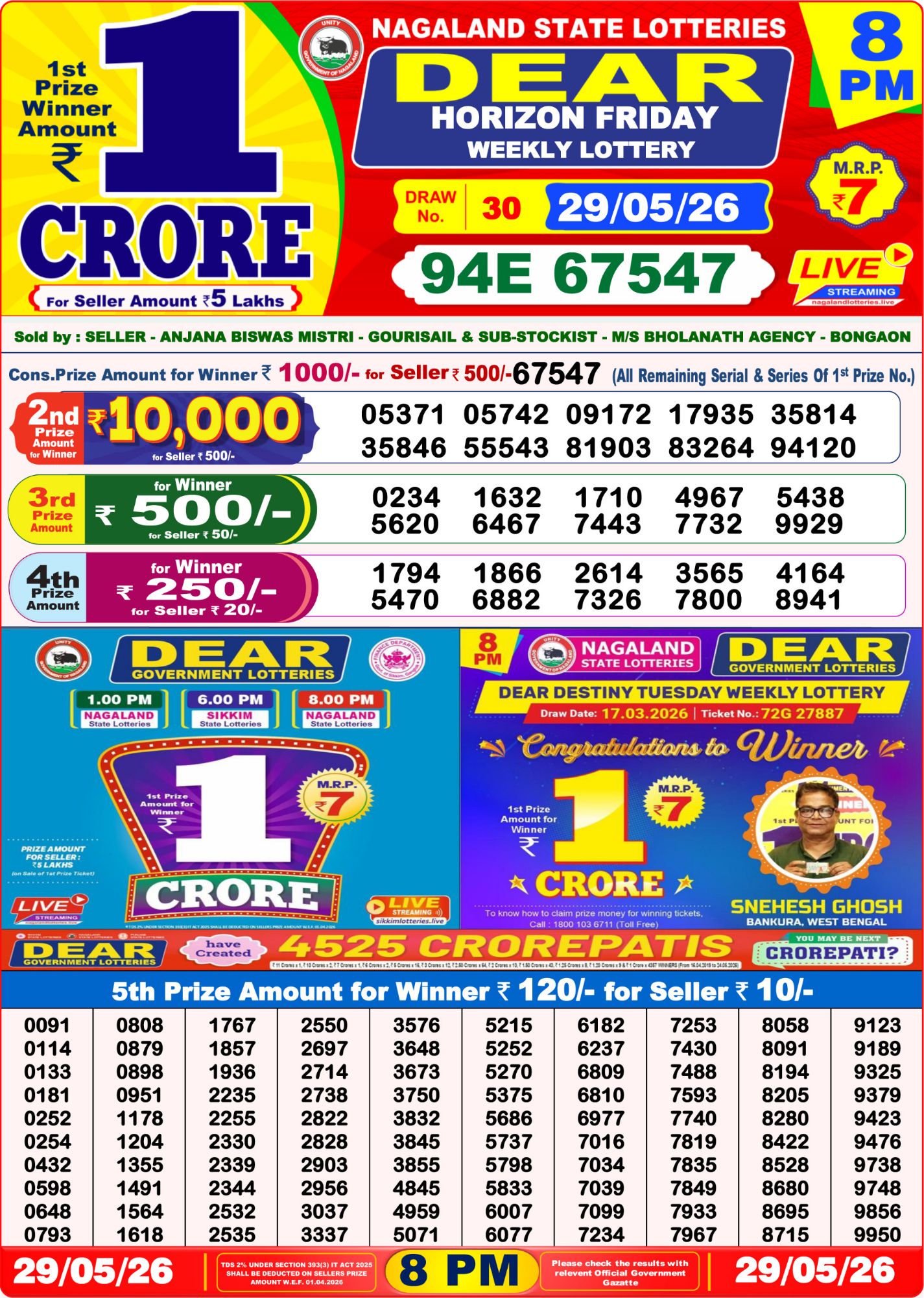8 PM Lottery Sambad Result Today Live 29.05.26: Check Winning Numbers