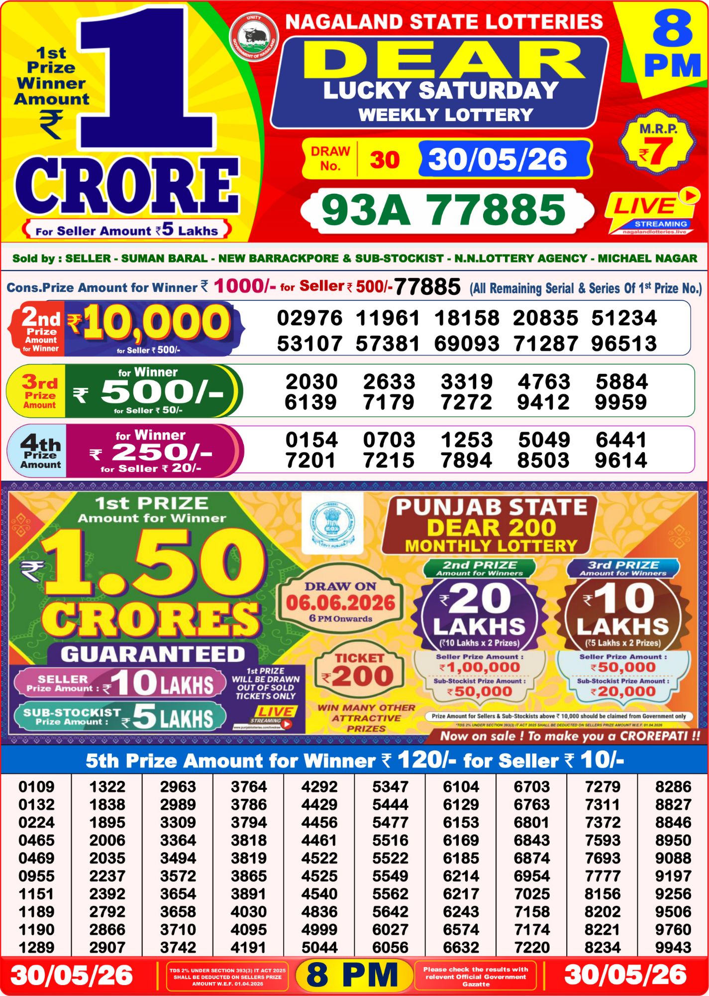 8 PM Lottery Sambad Result Today Live 30.05.26: Check Winning Numbers