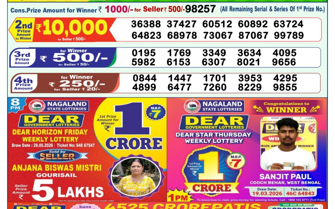 Lottery Sambad 1 PM Result Today 31.05.2026: Check Dear Morning Live Winner List PDF