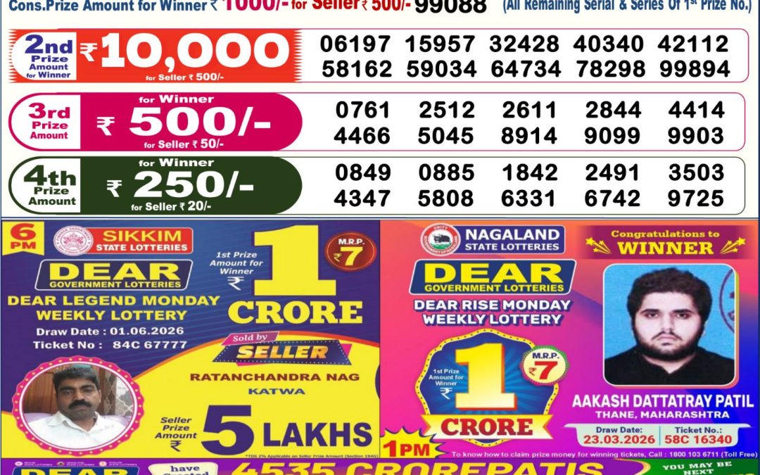 Dear Lottery Sambad Result 6 PM 02 June 2026: Download West Bengal Sambad Result
