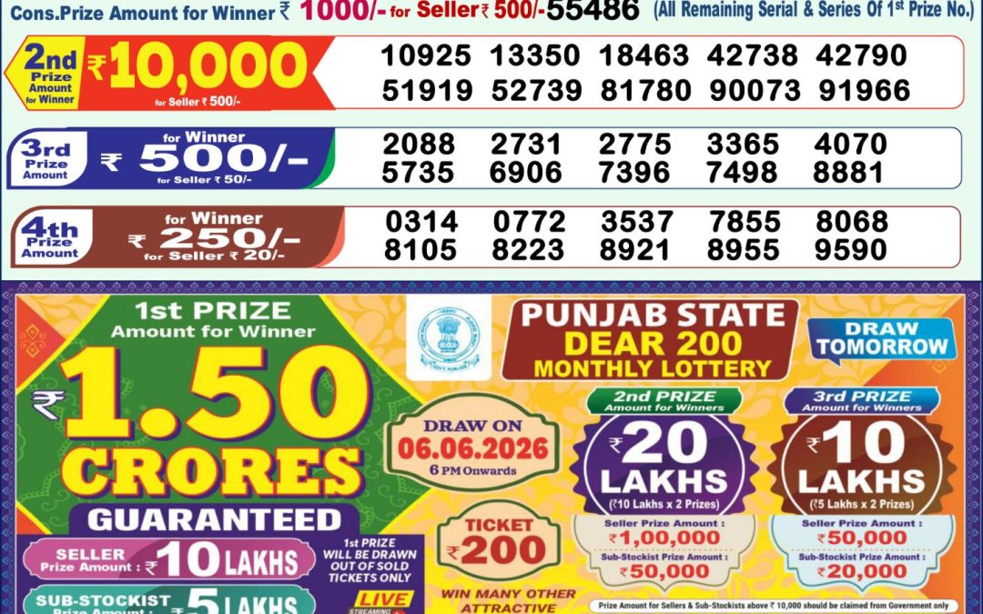 Lottery Sambad 1 PM Result Today 05.06.2026: Check Dear Morning Live Winner List PDF