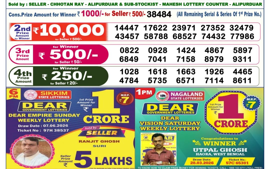 Dear Lottery Sambad Result 6 PM 09 June 2026: Download West Bengal Sambad Result