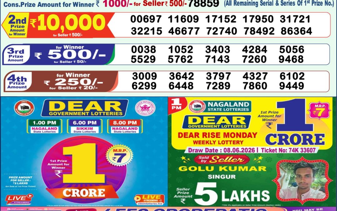 Lottery Sambad 1 PM Result Today 10.06.2026: Check Dear Morning Live Winner List PDF