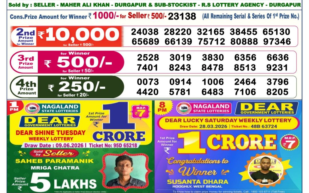 Dear Lottery Sambad Result 6 PM 10 June 2026: Download West Bengal Sambad Result