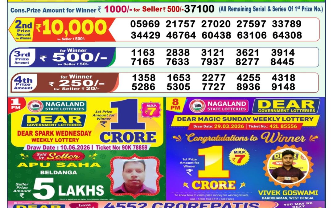 Lottery Sambad 1 PM Result Today 11.06.2026: Check Dear Morning Live Winner List PDF