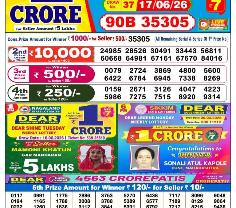 Dear Lottery Sambad Result 6 PM 17 June 2026: Download West Bengal Sambad Result