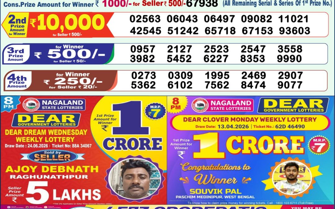 Lottery Sambad 1 PM Result Today 27.06.2026: Check Dear Morning Live Winner List PDF